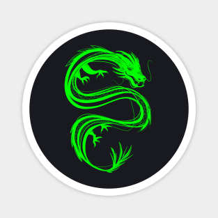 neon green traditional chinese dragon Magnet